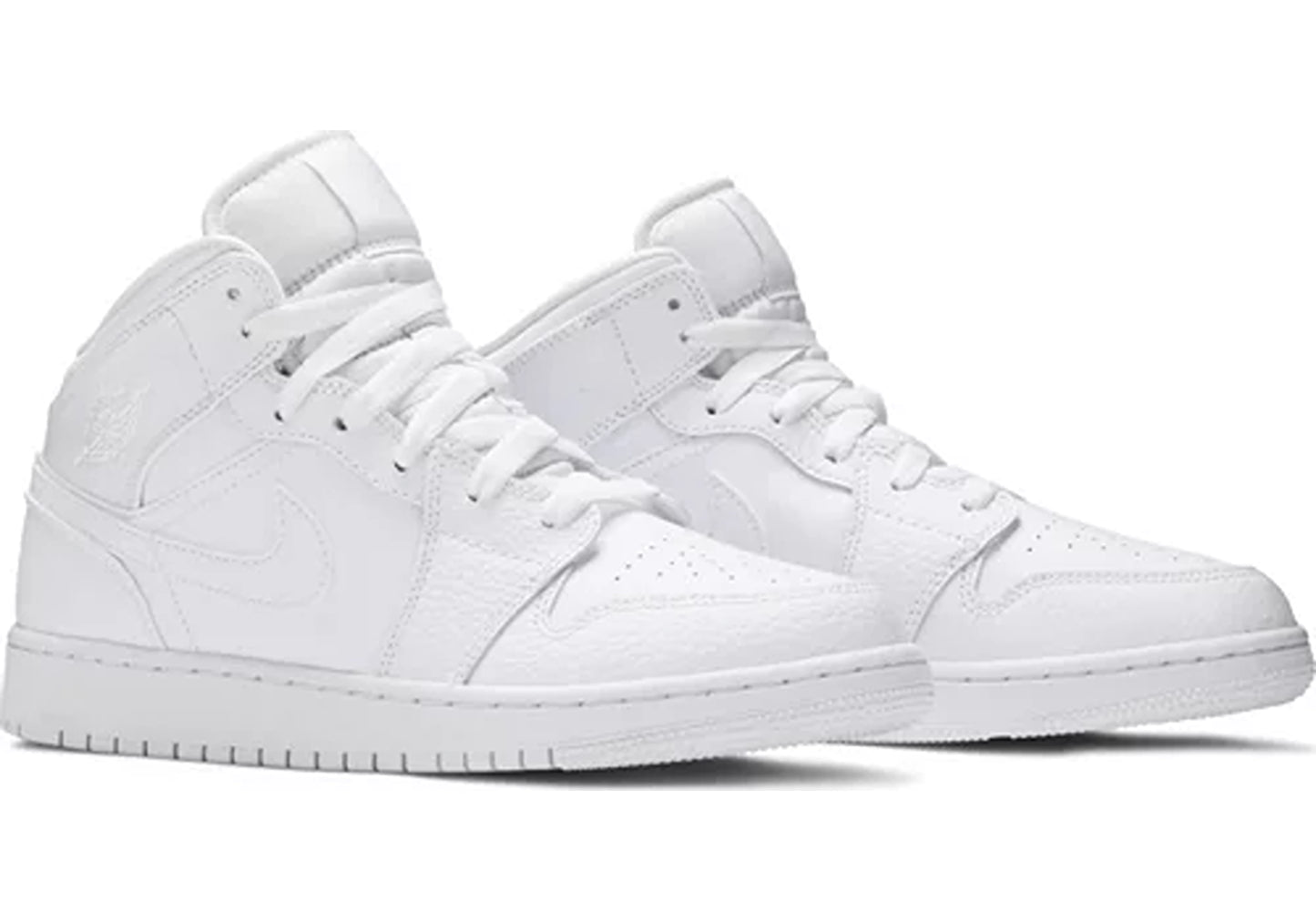 Jordan 1 Mid Triple White Tumbled Leather (GS)