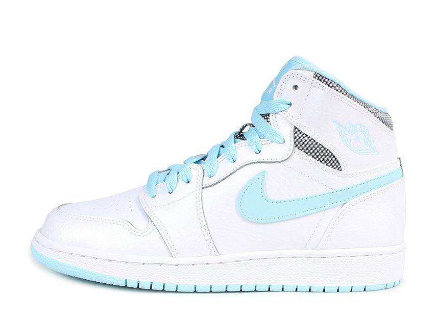 Jordan  Retro High White Still Blue (GS) Detailansicht linker Schuh