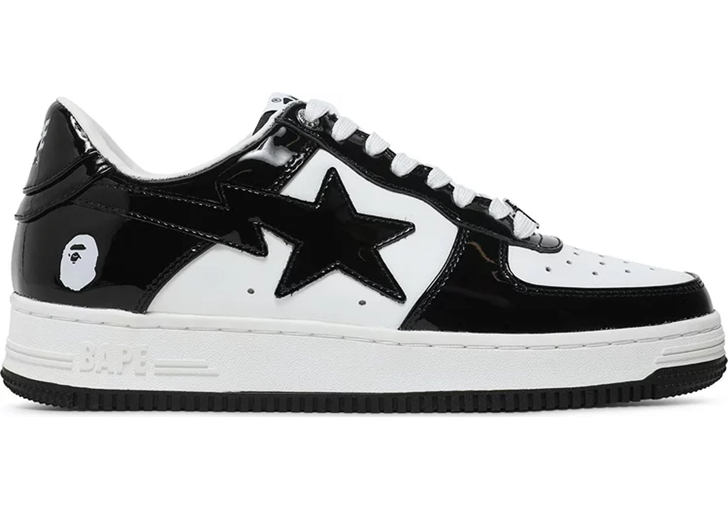 A Bathing Ape Bape Sta Patent Leather Black White