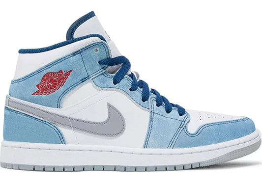 Jordan 1 Mid French Blue Fire Red