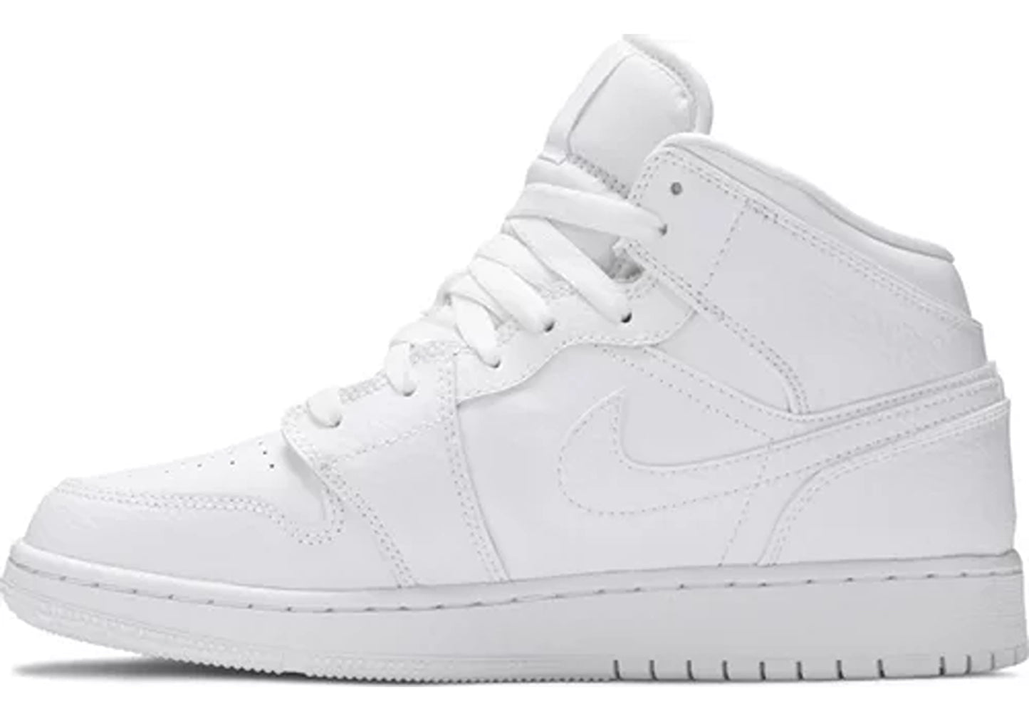 Jordan 1 Mid Triple White Tumbled Leather (GS)