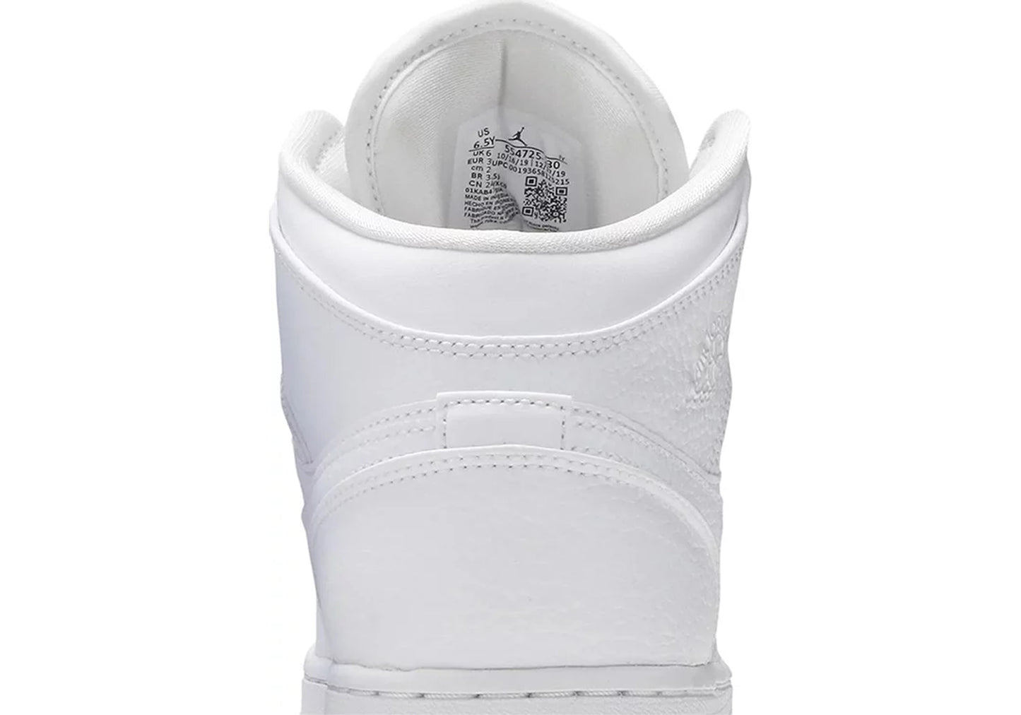 Jordan 1 Mid Triple White Tumbled Leather (GS)