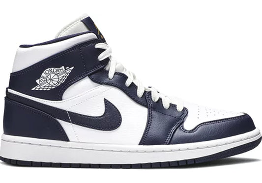 Jordan 1 Mid White Metallic Gold Obsidian