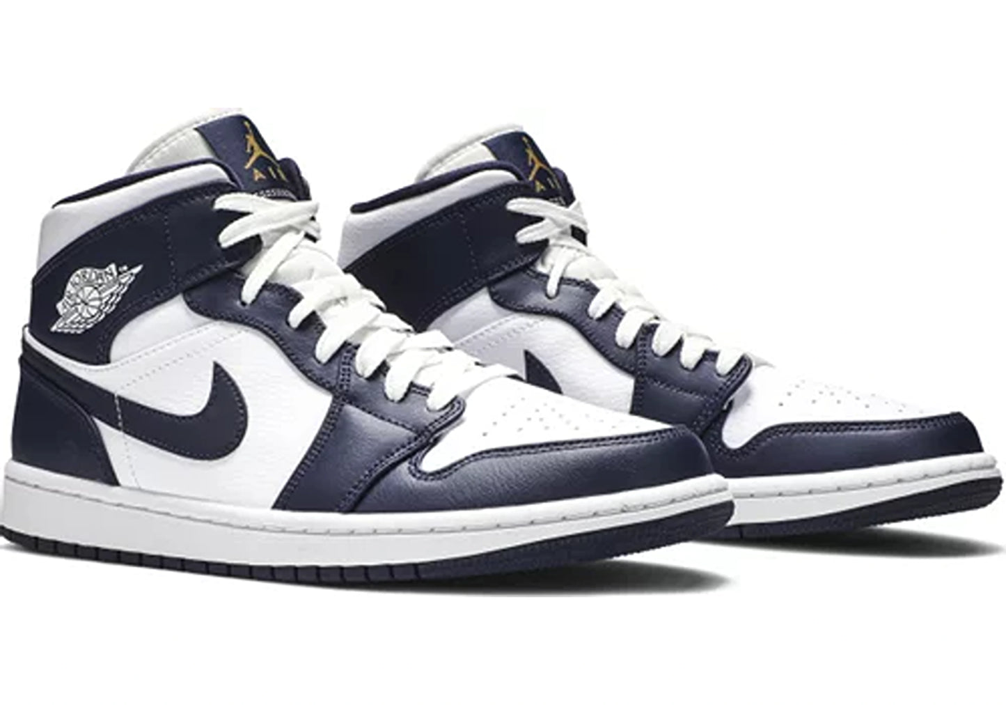 Jordan 1 Mid White Metallic Gold Obsidian