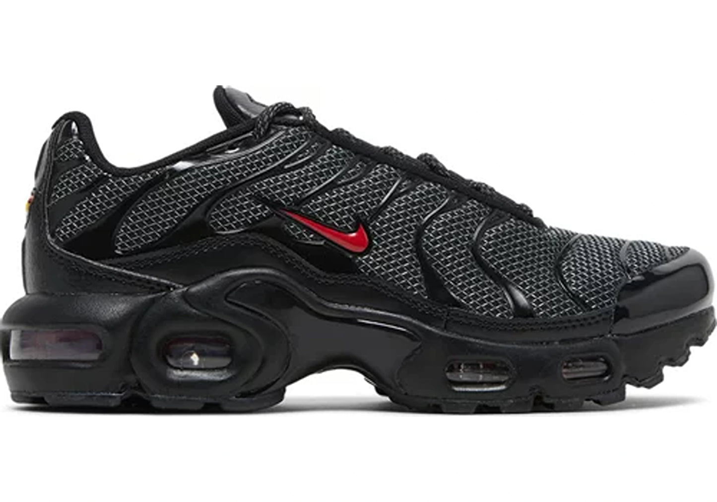 Nike Air Max Plus Black University Red Reflective Silver (GS)