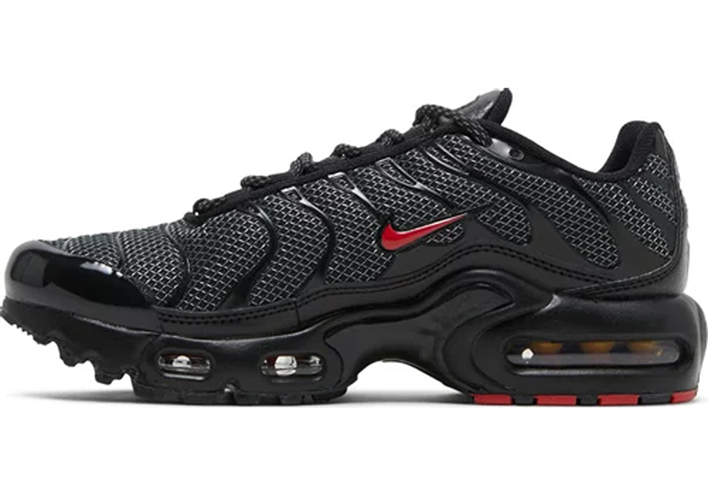 Nike Air Max Plus Black University Red Reflective Silver (GS)