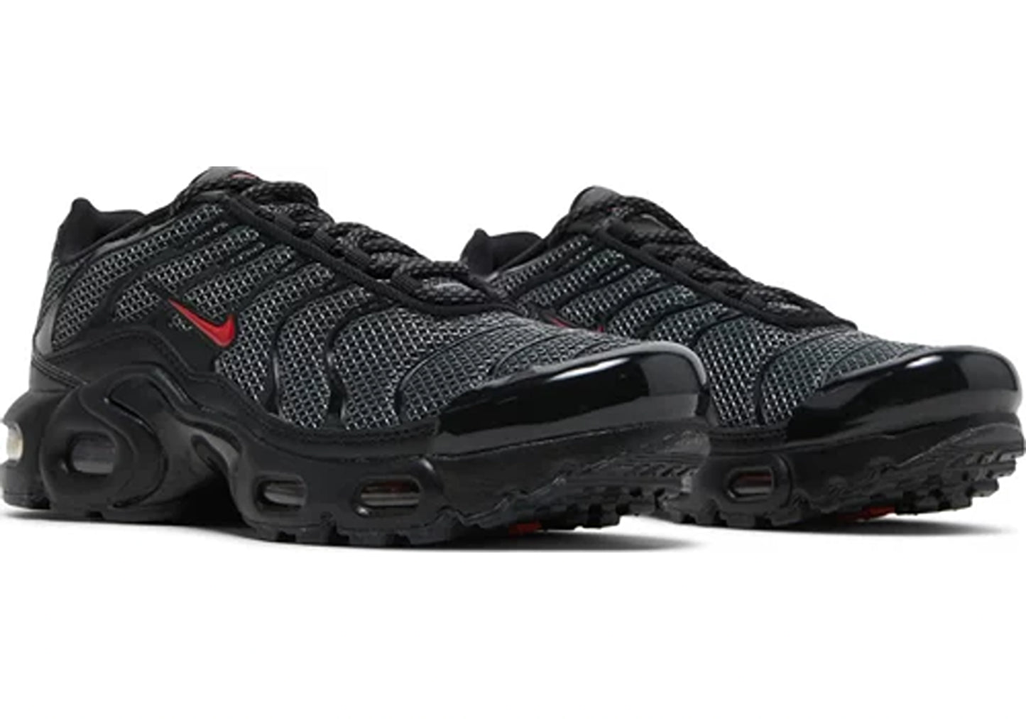 Nike Air Max Plus Black University Red Reflective Silver (GS)